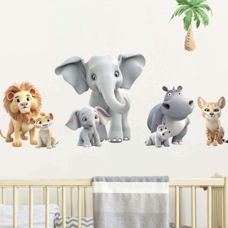 Αυτοκόλλητο τοίχου 3D Jungle animals 1278860 (230x90 cm)